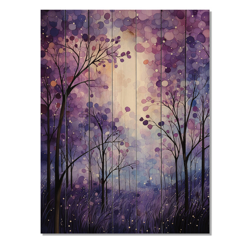 Sérénade violette sur bois, H 32 po x l 24 po x P 0,78 po