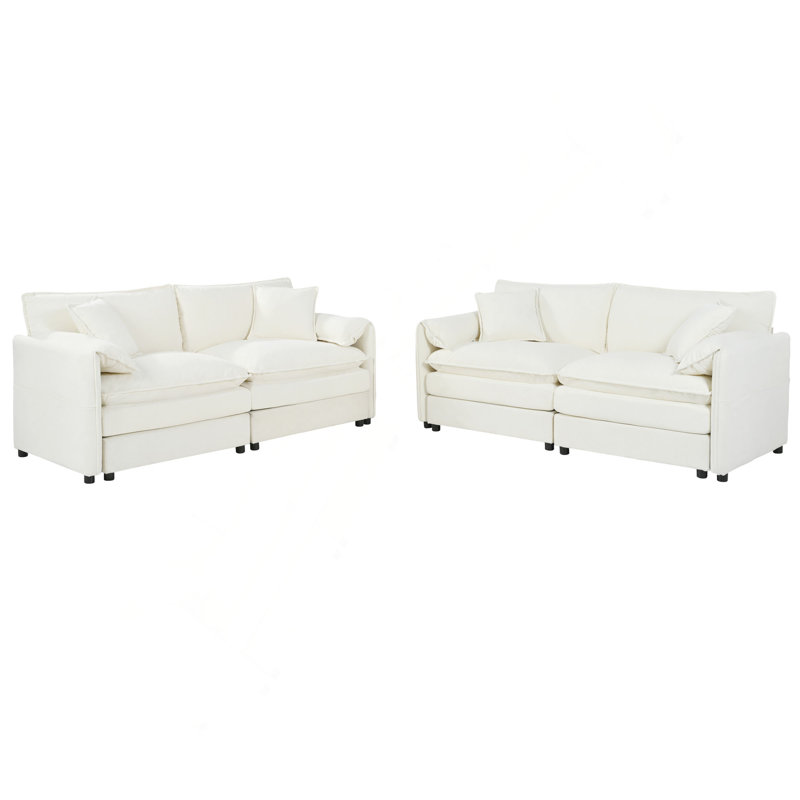 Ensemble de canapé surdimensionné de luxe surdimensionné à 2 sièges profonds, 2 pièces de canapé causeuse, ensemble de canapé en chenille moderne et confortable pour un bureau de salon avec 4 coussins, combinaison de bricolage