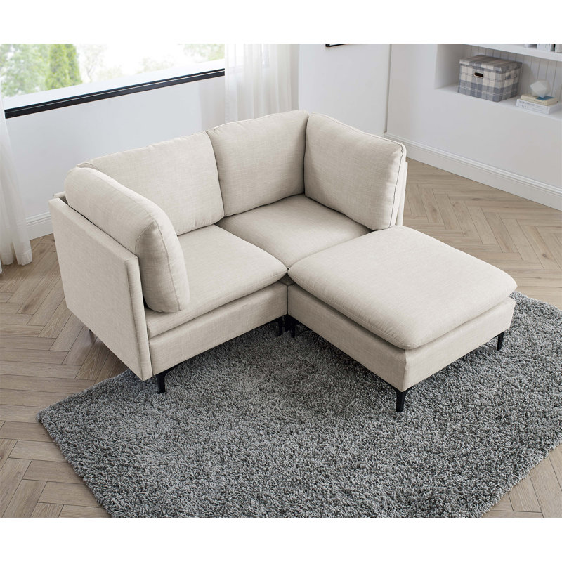 Canapé modulaire en lin rembourré avec pieds en métal, Almond