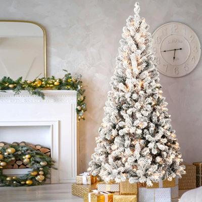 Arbre de Noël artificiel en PVC pré-éclairé avec lumières DEL et base en métal