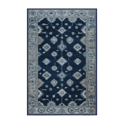 Machine Washable Overdyed Blue Area Rug