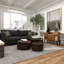 Ademide Dark Brown Wood Ottoman Set with Tufted Top