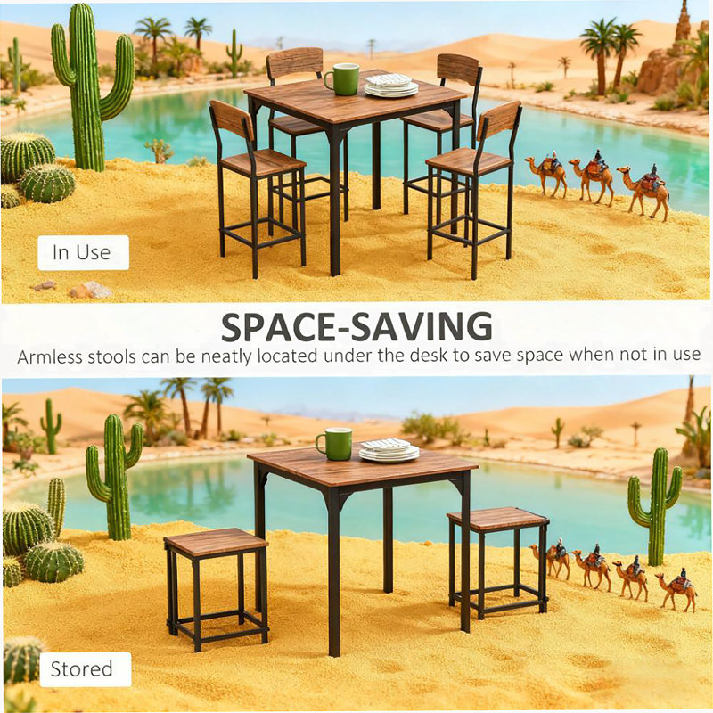 Ensemble de table de bar 5 pièces à hauteur de comptoir, une table avec quatre chaises