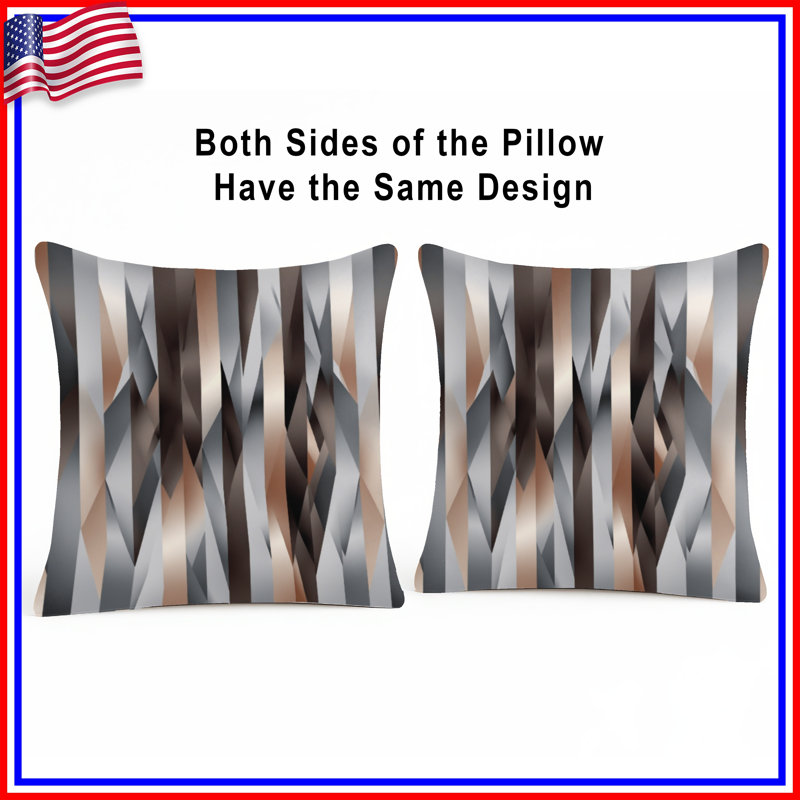 Bronze Silver Striped Double Sided Throw Pillows, 20 x 20 inches