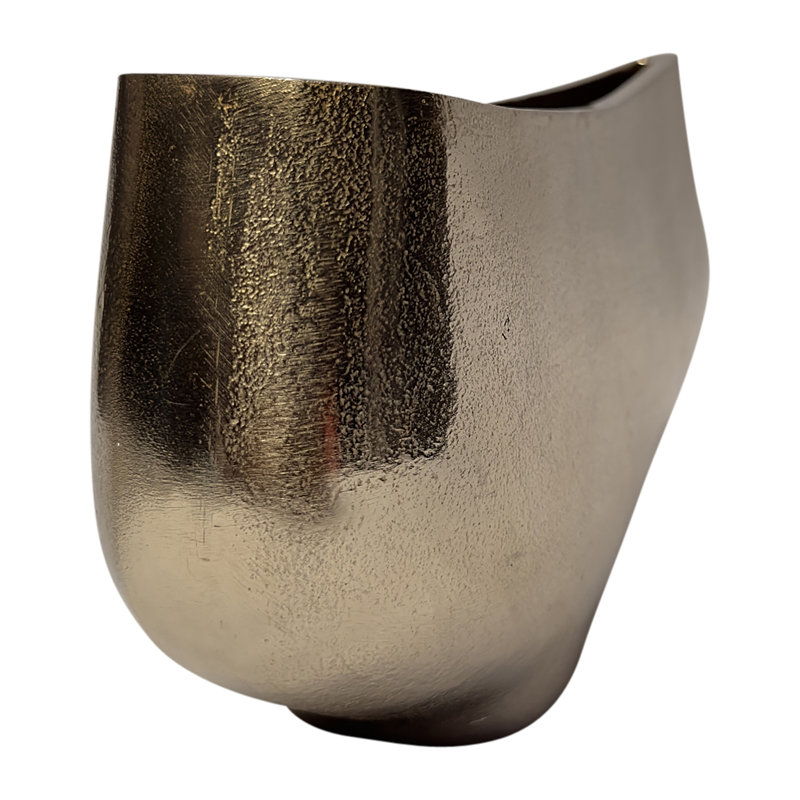Pico Handmade Aluminum Table Vase, 5" H x 10" W x 3" D, Ivory