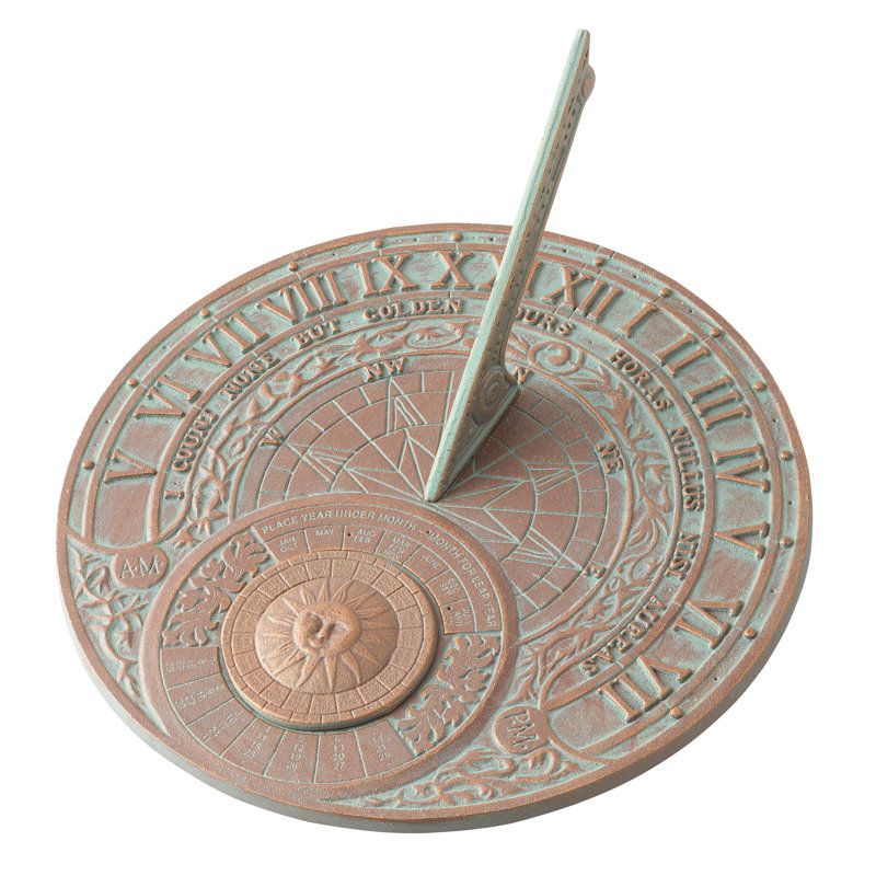Perpetual Calendar Sundial, Copper Verdi