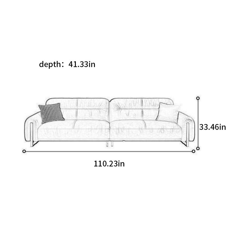 Canapé à la française de style français simple et rétro, H 33,46 po x l 110,23 po x P 41,33 po