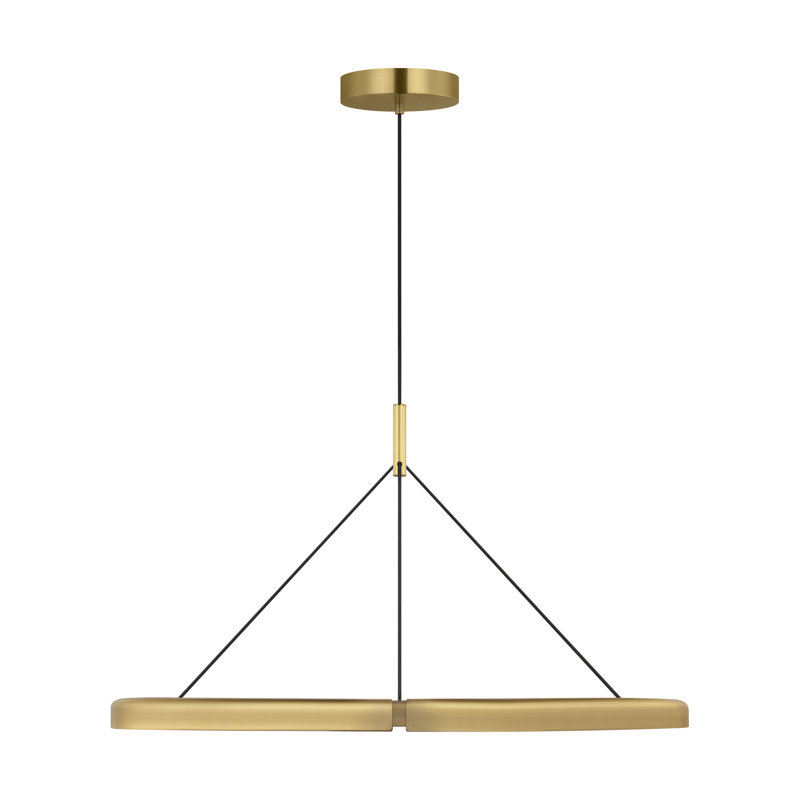 Cloak 1 - Light LED Pendant, Hand-Rubbed Antique Brass, 22.2" H x 36.6" W x 36.6" D
