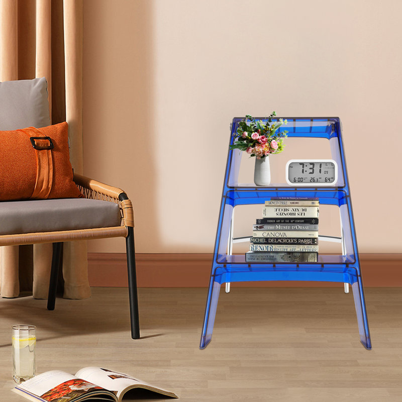 3 Step Ladder Folding Step Stool, Blue