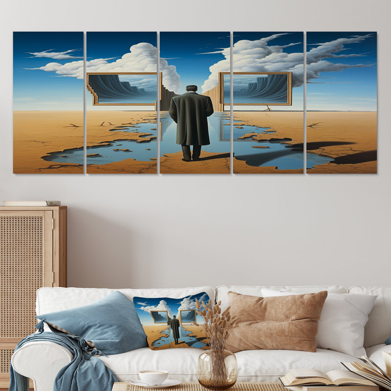 Vernita - surréalisme, art mural 5 pièces, 28" H x 60" W
