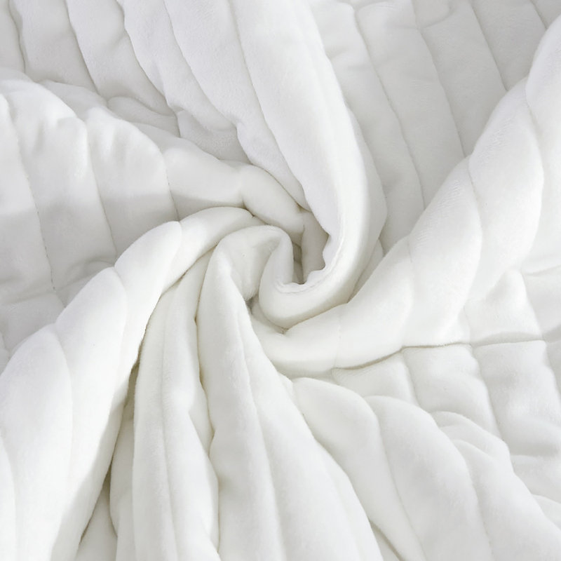 Pointehaven White Velvet Oversized Channel Quilt Set, King/California King, King/California King Quilt + 2 King Shams, White