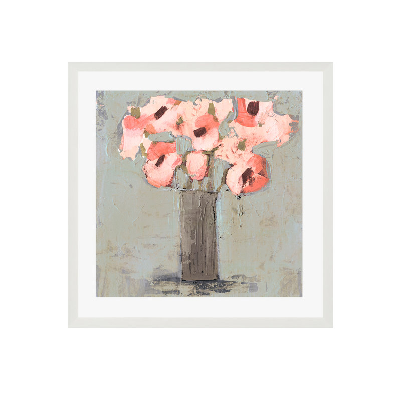 «Pale Rustic Bouquet I» par Victoria Borges - peinture encadrée, Argent allemand, H 16,09 po x l 16,09 po x P 1,1 po