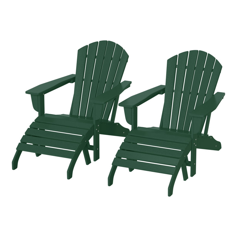 Chaise Adirondack en résine Altura avec repose-pieds, Vert foncé