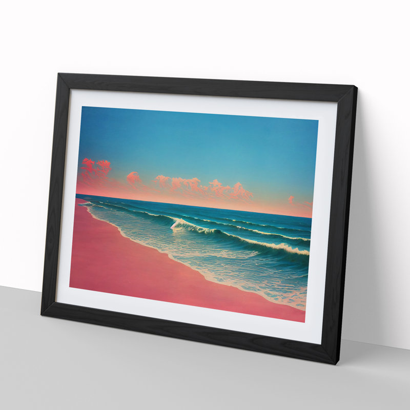 XH1022-7551X Rose Beach Vol.2 - Single Picture Frame Painting, 46cm H x 64cm W x 2cm D, Black 