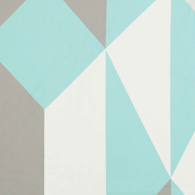 Delsur Cotton Geometric Shower Curtain, Aqua