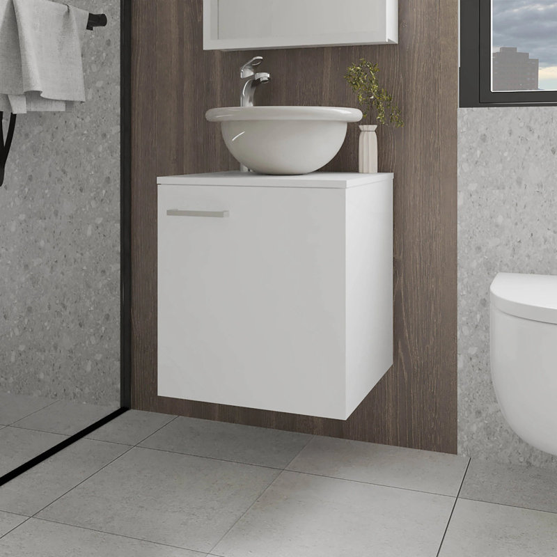 Meuble-lavabo blanc avec lavabo intégré, Blanc