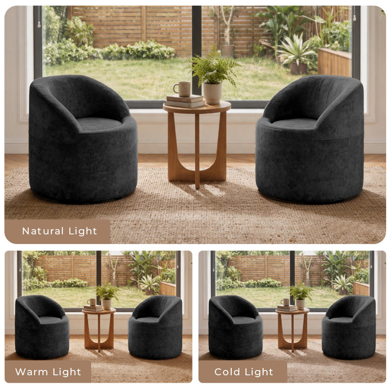 31.5" Barrel Accent Chairs, Compression Single Sofa with Elevated Seat & Ergonomic Support, No Assembly Required, Dark Grey