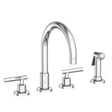 East Linear Double Handle Kitchen Faucet with Side Spray