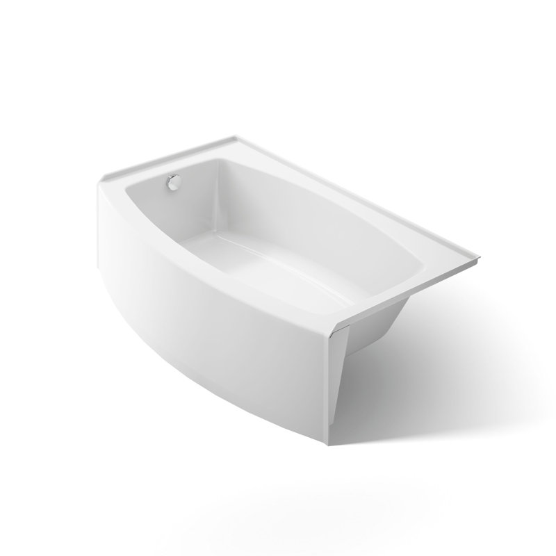 Expanse 60" x 30" Space-Saving Acrylic Alcove Soaking Bathtub, White, Left