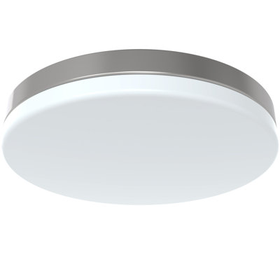 13 Inch Round LED Full Spectrum Flush Mount Ceiling Light with Night Light and Timer, Remote, 30W 2200lm, CCT, IP4X, CRI 98, Natural Sunlight Lights Fixture for Bedroom Living Room Kitchen, Silver