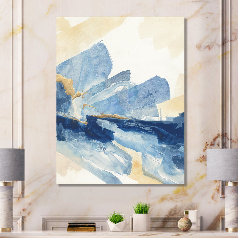 «Gold Indigo I», reproduction d'art sur toile tendue, H 32 po x l 24 po x P 1 po
