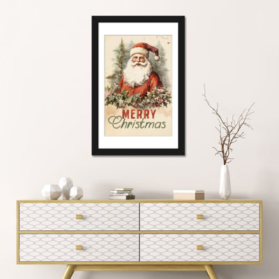 «Merry Christmas Vintage Santa», reproduction d'art murale - papier d'art encadré