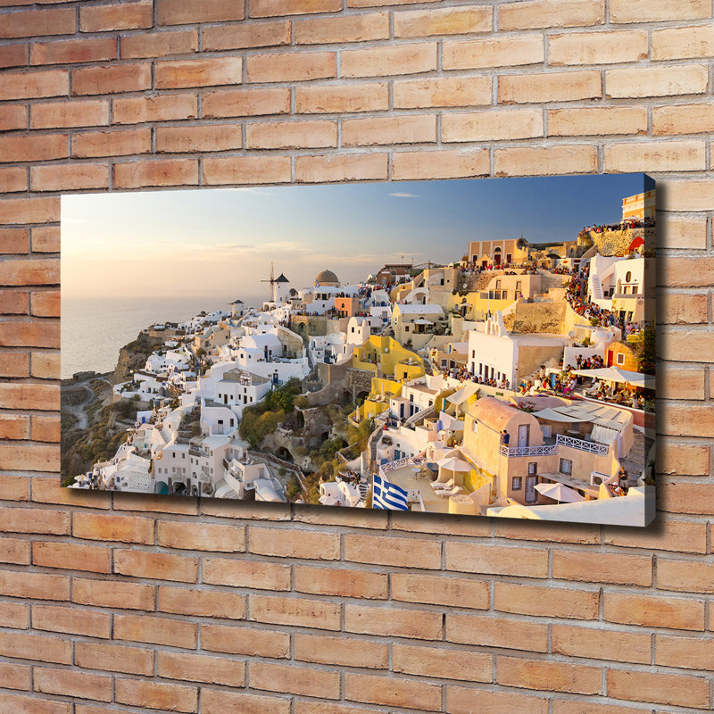 Santorini Greece - Wrapped Canvas Print, 60cm H x 120cm W, Wrapped Canvas