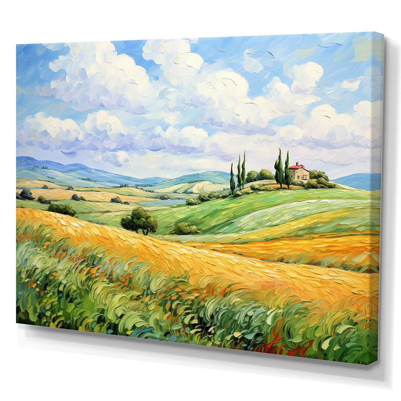 Vangogh Rolling Hills I Framed On Canvas by Vincent Van Gogh Painting, Wrapped Canvas, 24" H x 32" W x 1" D