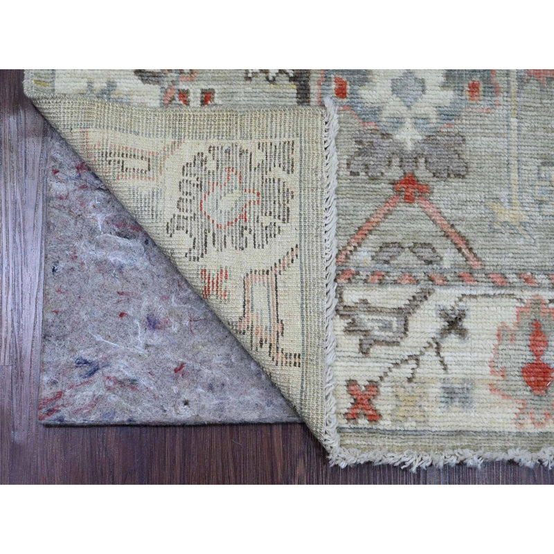 Tapis gris en laine noué à la main 3 pi x 4 pi 9 po Angora