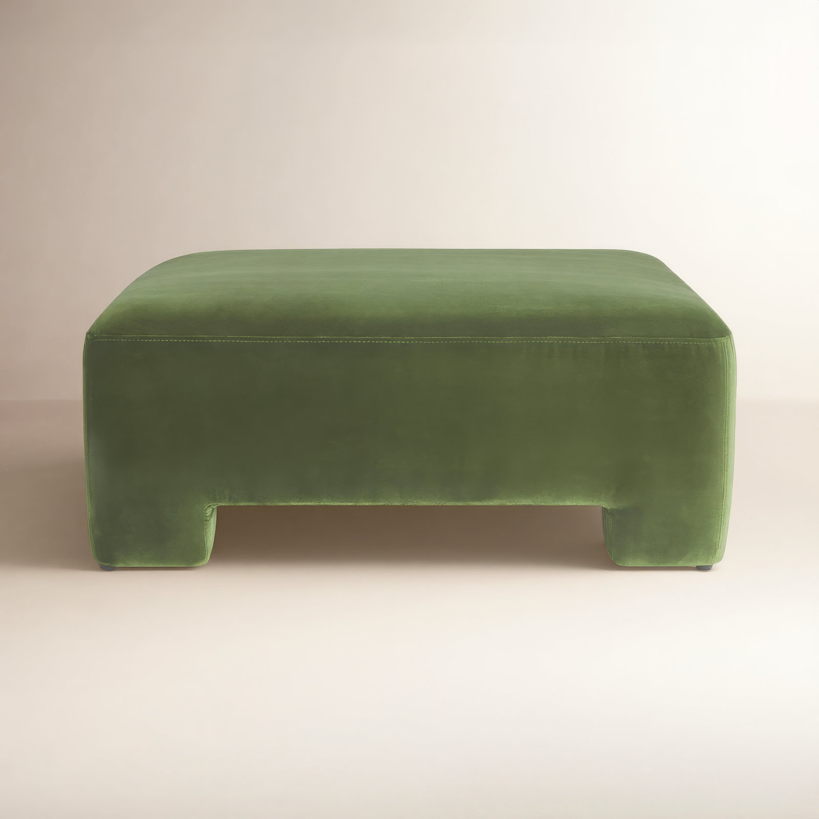 Anya 38" Linen Upholstered Ottoman, Falkirk Military Green Velvet