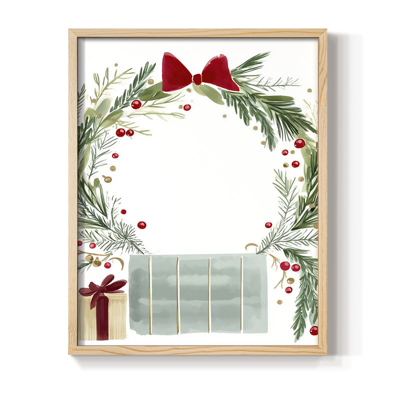 «Christmas Holiday Art CMXVI», reproduction d'art encadrée - bois massif, Naturel, H 11 po x l 9 po