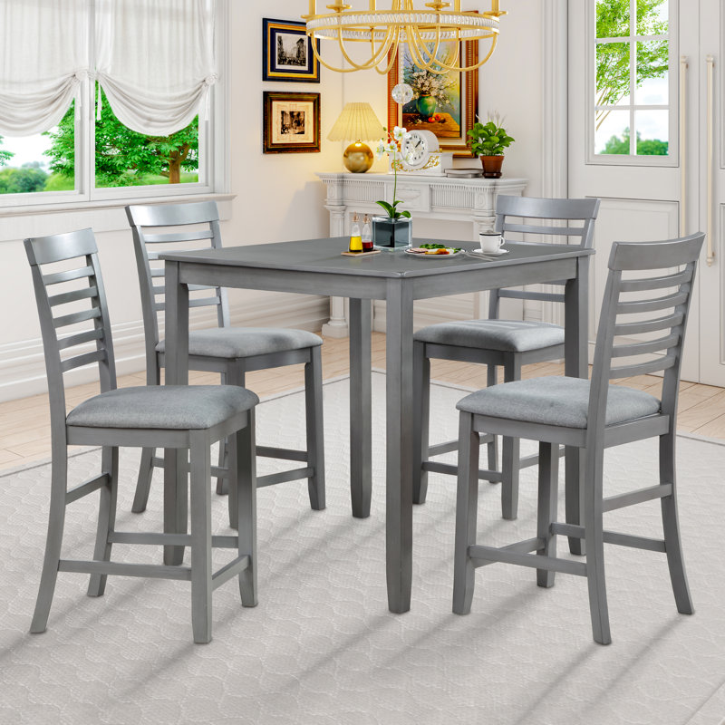 Ensemble repas à hauteur de comptoir pour 4 personnes, Gris