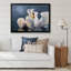 Deux cygnes blancs gracieux sur un lac bleu brumeux - peinture sur toile-67391345-67391324