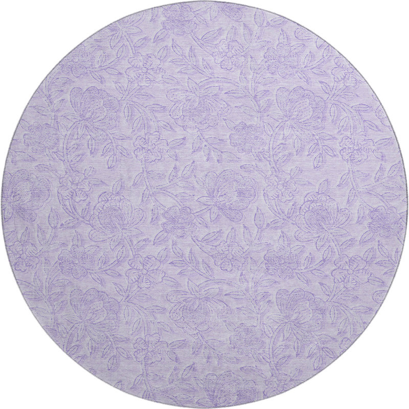 Premium Machine Washable Prisco Lilac Rug, Round 8'