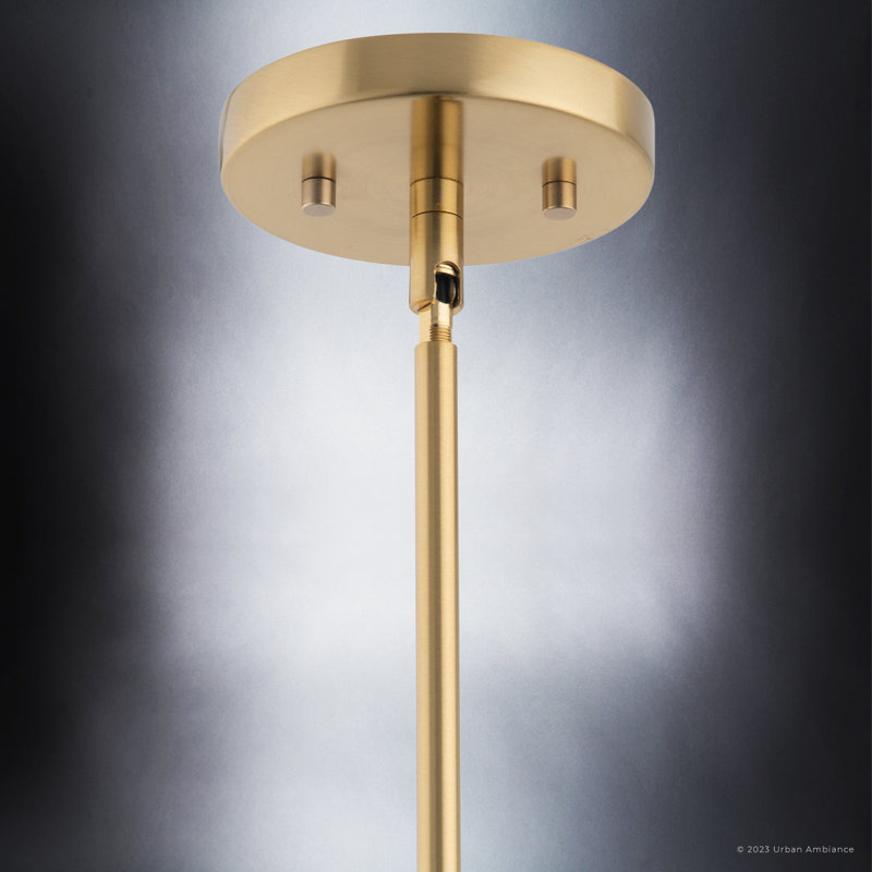 Luminaire suspendu en laiton brossé / vitrail à 1 lumière Milay