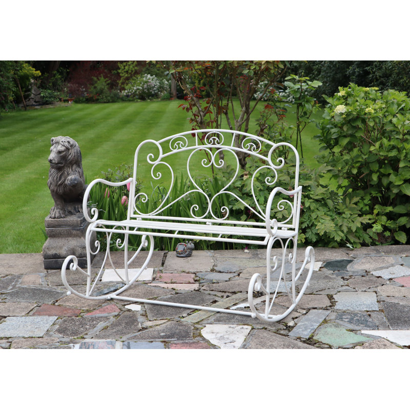 Mcglone Iron Outdoor Bench, Antique White