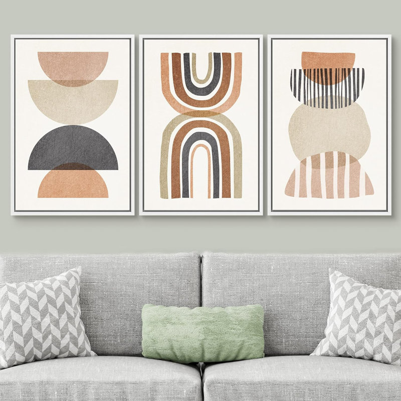 Mid Century Modern Boho, H 24 po x l 48 po x P 1,5 po, Blanc