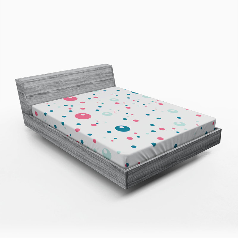 Microfiber Fitted Sheet, Full Fitted Sheet, Blue/Pink Polka Dots