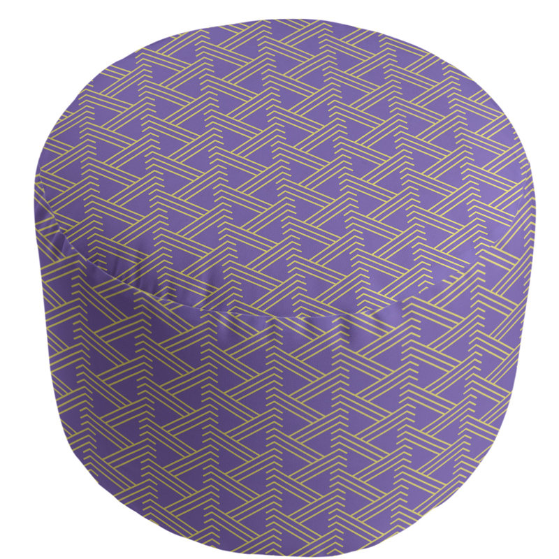 Upholstered Pouf, Purple/Yellow