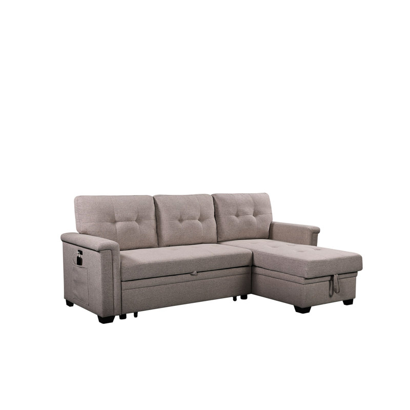 54,35 po Canapé modulaire profond avec méridienne réversible 84 po gris, fermeté moyenne et pochette magazine
