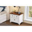Table de bout en bois avec table de bout à deux tiroirs Captain pour chambre à coucher, salon, blanc et noyer