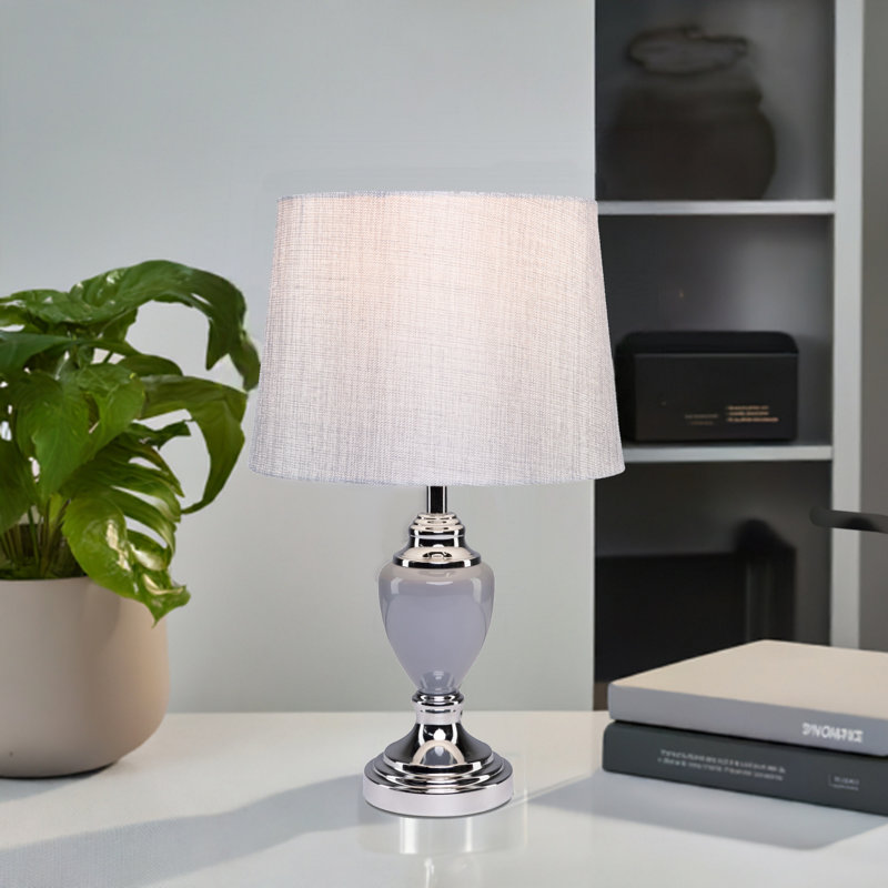 Zellner 44Cm Grey Chrome Table Lamp
