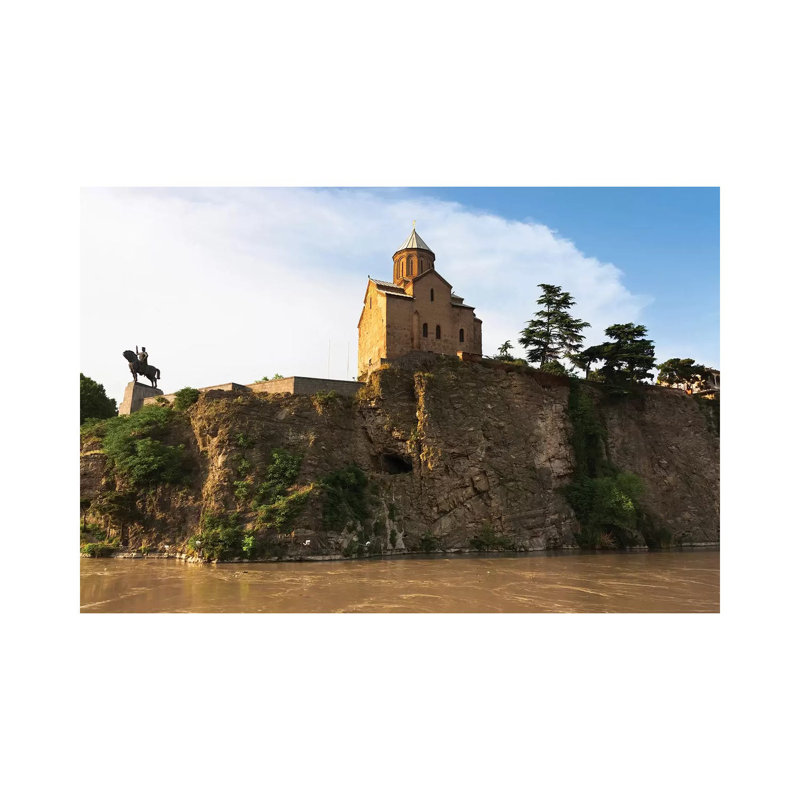 Metekhi Church by Mt'k'vari (Kura) River. Tbilisi, Georgia. 1 Piece Wrapped Canvas Wall Art, 66.04 cm H x 45.72 cm W