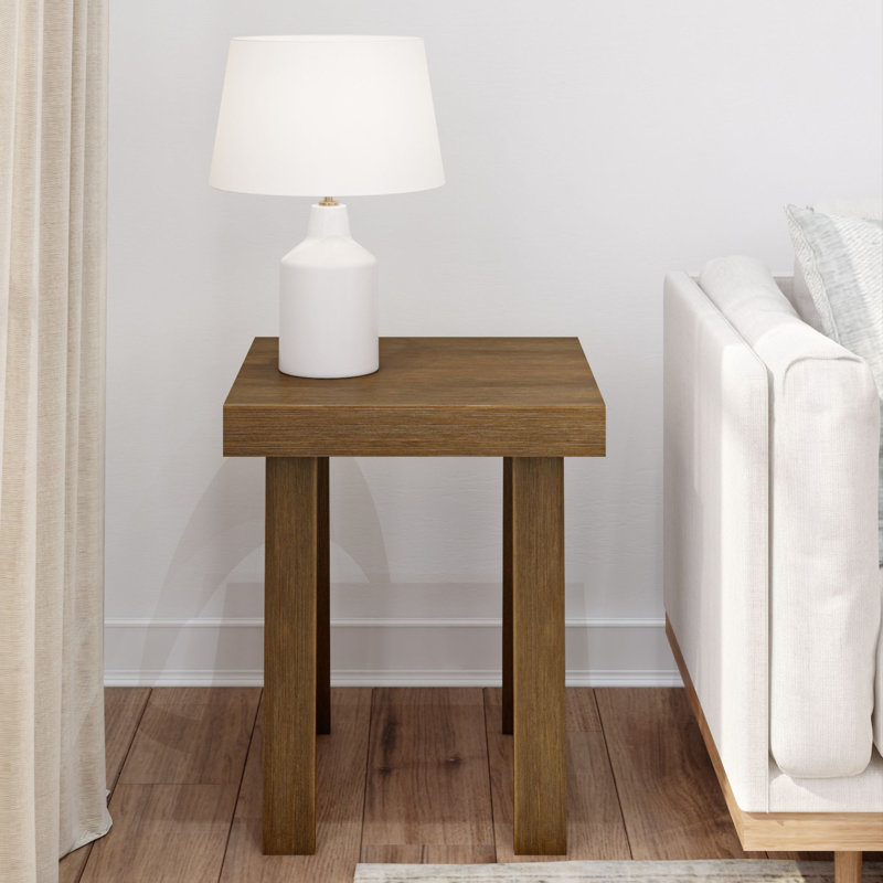 Hendrik Solid Wood End Table, Pecan Wirebrush