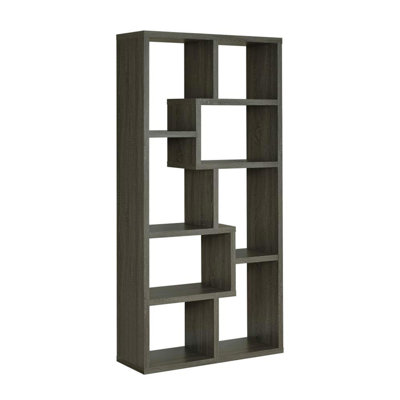 Rectangular 10-Shelf Bookcase In Weathered Grey