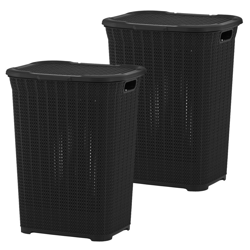 Wicker Laundry Hamper, Black, 22" H x 16.5" W x 13.5" D