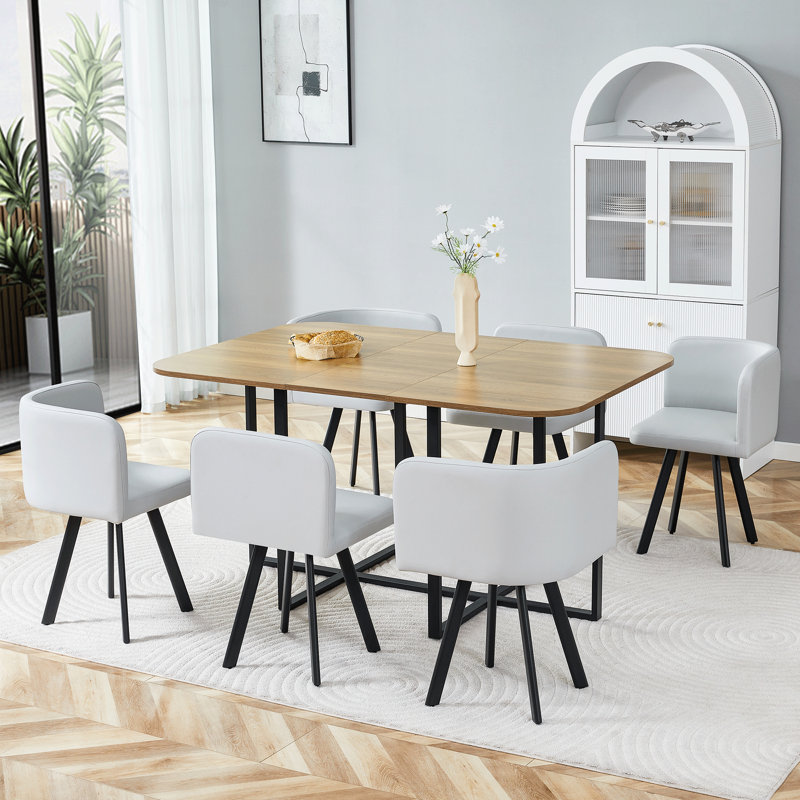 Compact Modern Dining Table Set With Storage, Mdf And Metal Construction