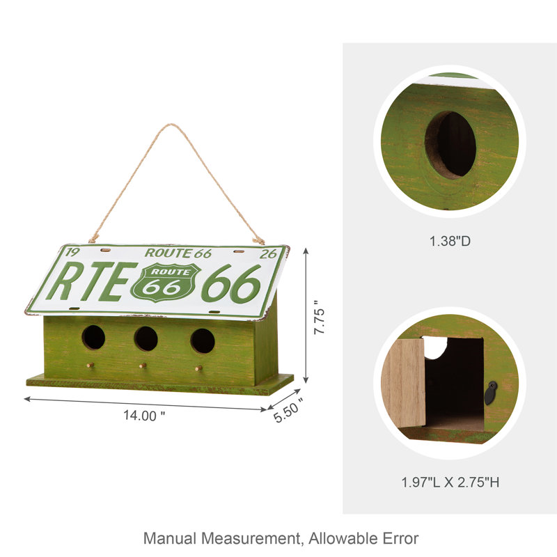 Clairevale 8 in x 14 in x 5.5 in Birdhouse, Green/White