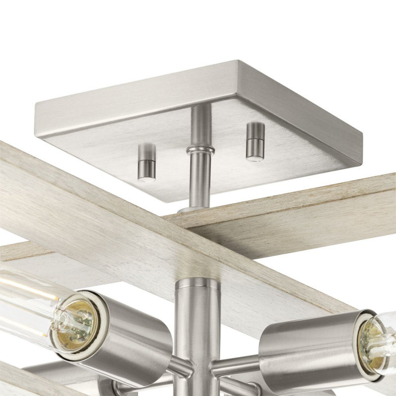 Boundary Brushed Nickel and Oak 4-Light Flush Mount