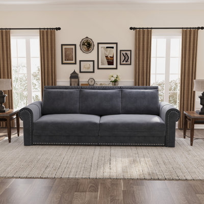 Canapé Chesterfield, canapé-lit gigogne 93,7 po, canapé-lit convertible en velours 3 en 1 avec garniture cloutée et accoudoirs roulés, canapé-lit multifonctionnel pour le salon, la chambre à coucher